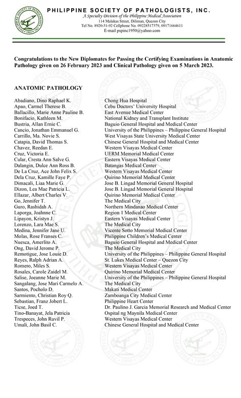 philippine board of surgery diplomate exam 2024 schedule|Philippine Society of Pathologist.